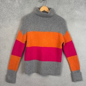 C&C California Wool Blend Sweater Colorblock Pattern Gray Orange Pink Size S